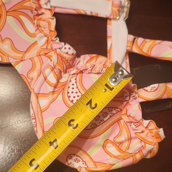Pink Orange Patterned Ruffle Bikini Set - Picture 9 of 14